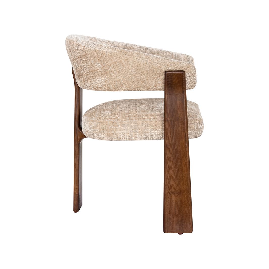  Eetkamerstoel Nice - Beige - Cremona - Walnoot Hout afbeelding 3