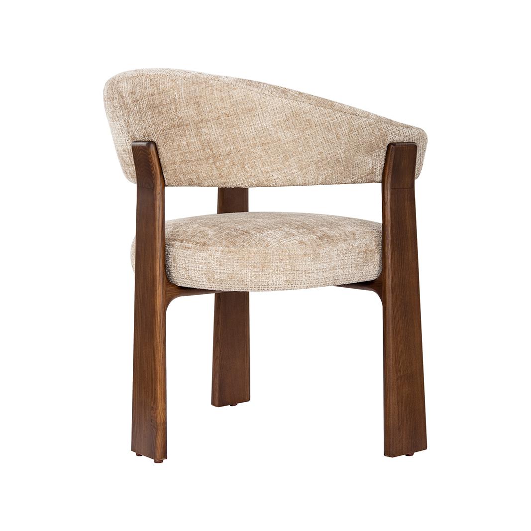  Eetkamerstoel Nice - Beige - Cremona - Walnoot Hout afbeelding 4