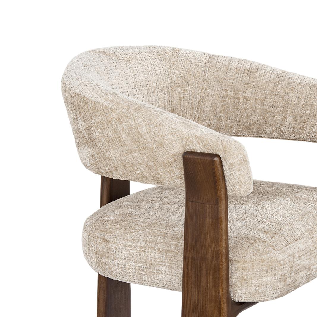  Eetkamerstoel Nice - Beige - Cremona - Walnoot Hout afbeelding 6