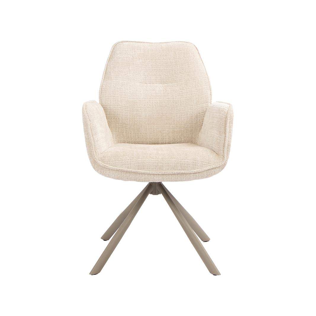  Eetkamerstoel Jill - Naturel - Cremona - Taupe Metaal afbeelding 3