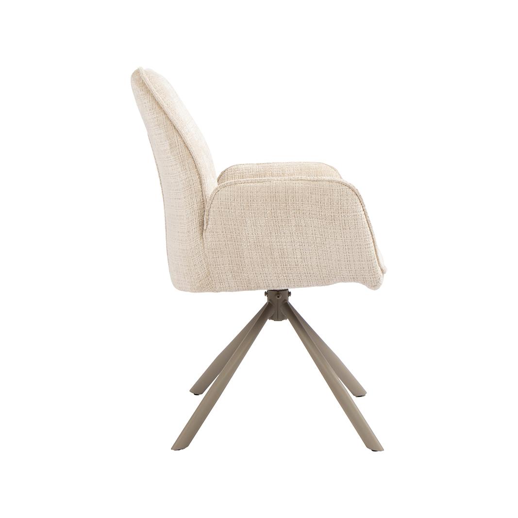  Eetkamerstoel Jill - Naturel - Cremona - Taupe Metaal afbeelding 4