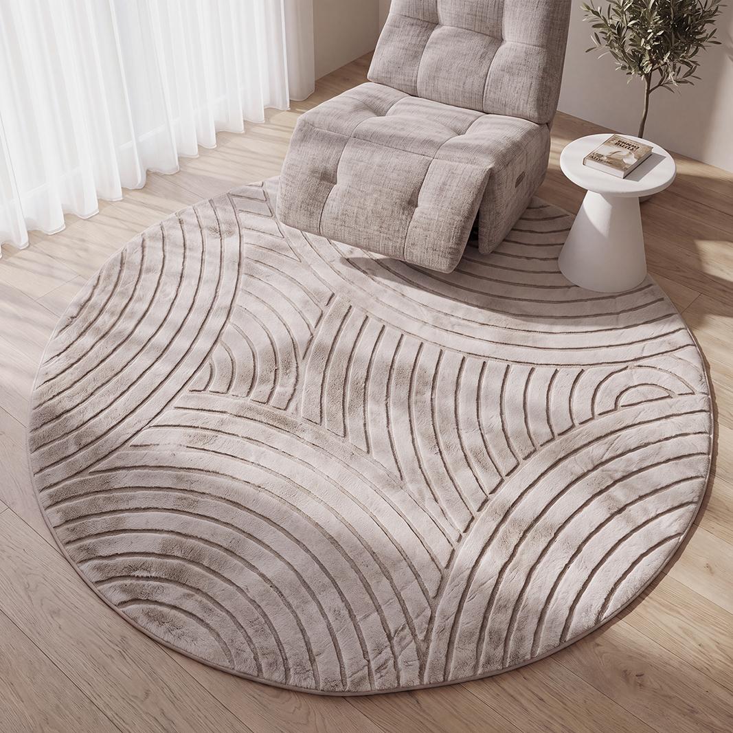  Vloerkleden Nilo - Licht Taupe - Polyester - 200x200 cm - Rond afbeelding 1