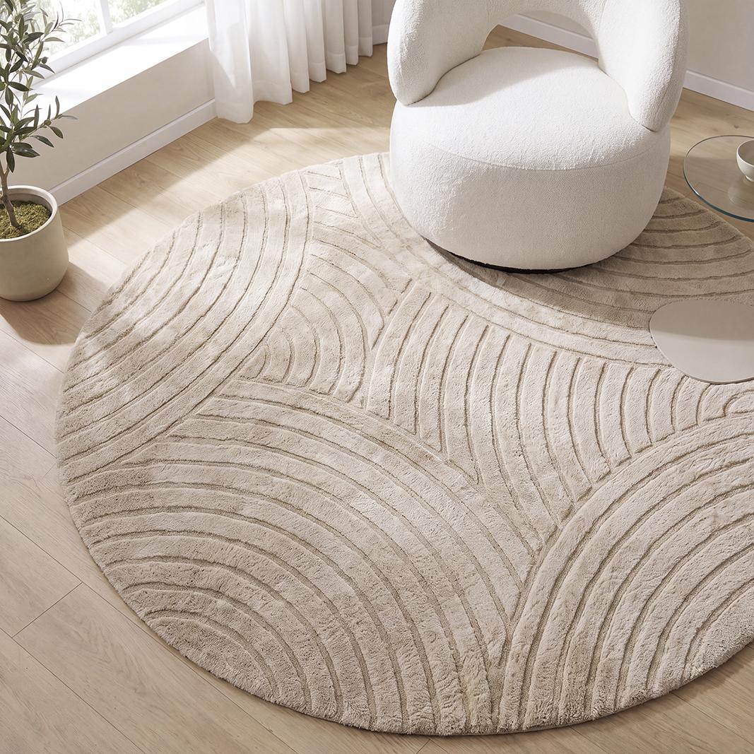  Vloerkleden Nilo - Beige - Polyester - 200x200 cm - Rond afbeelding 1