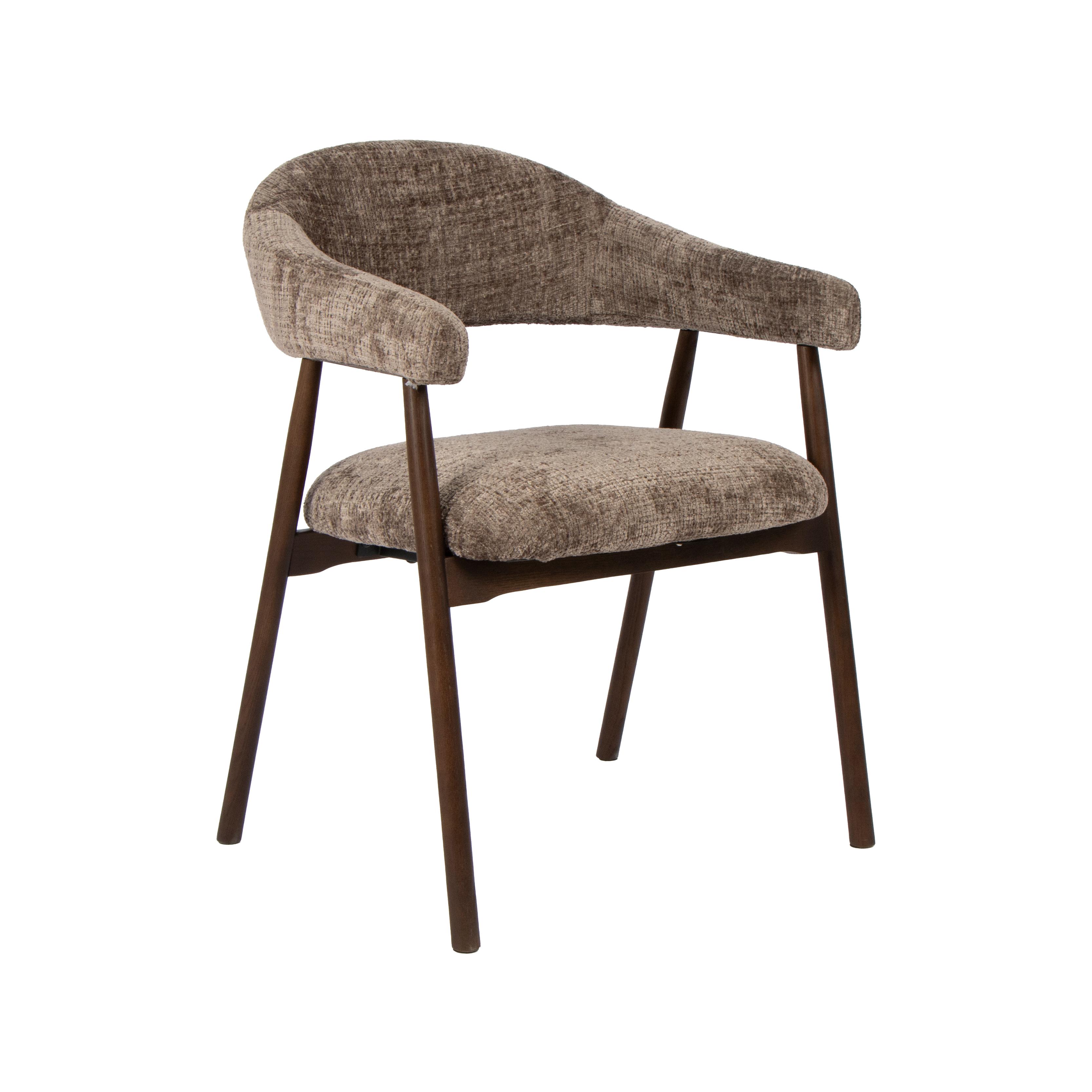  Eetkamerstoel Maren - Taupe - Cremona - Walnoot Hout afbeelding 1