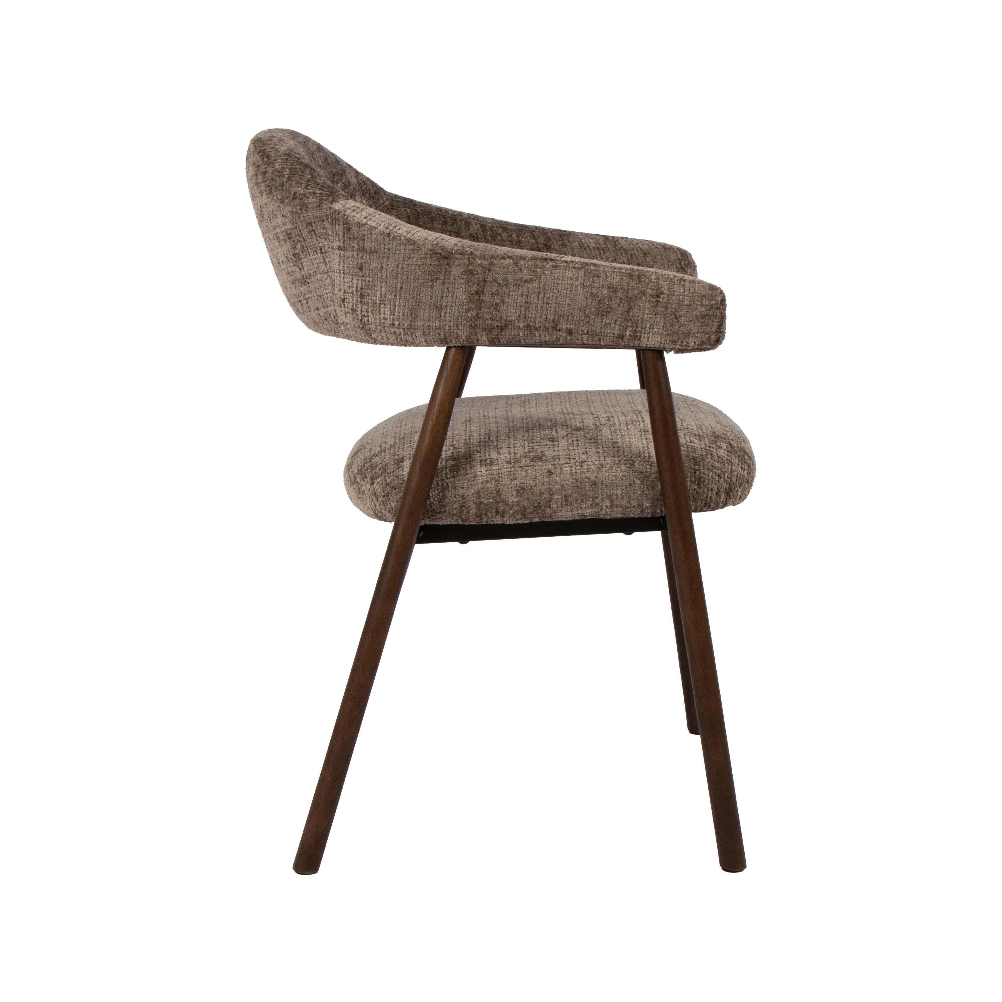  Eetkamerstoel Maren - Taupe - Cremona - Walnoot Hout afbeelding 3