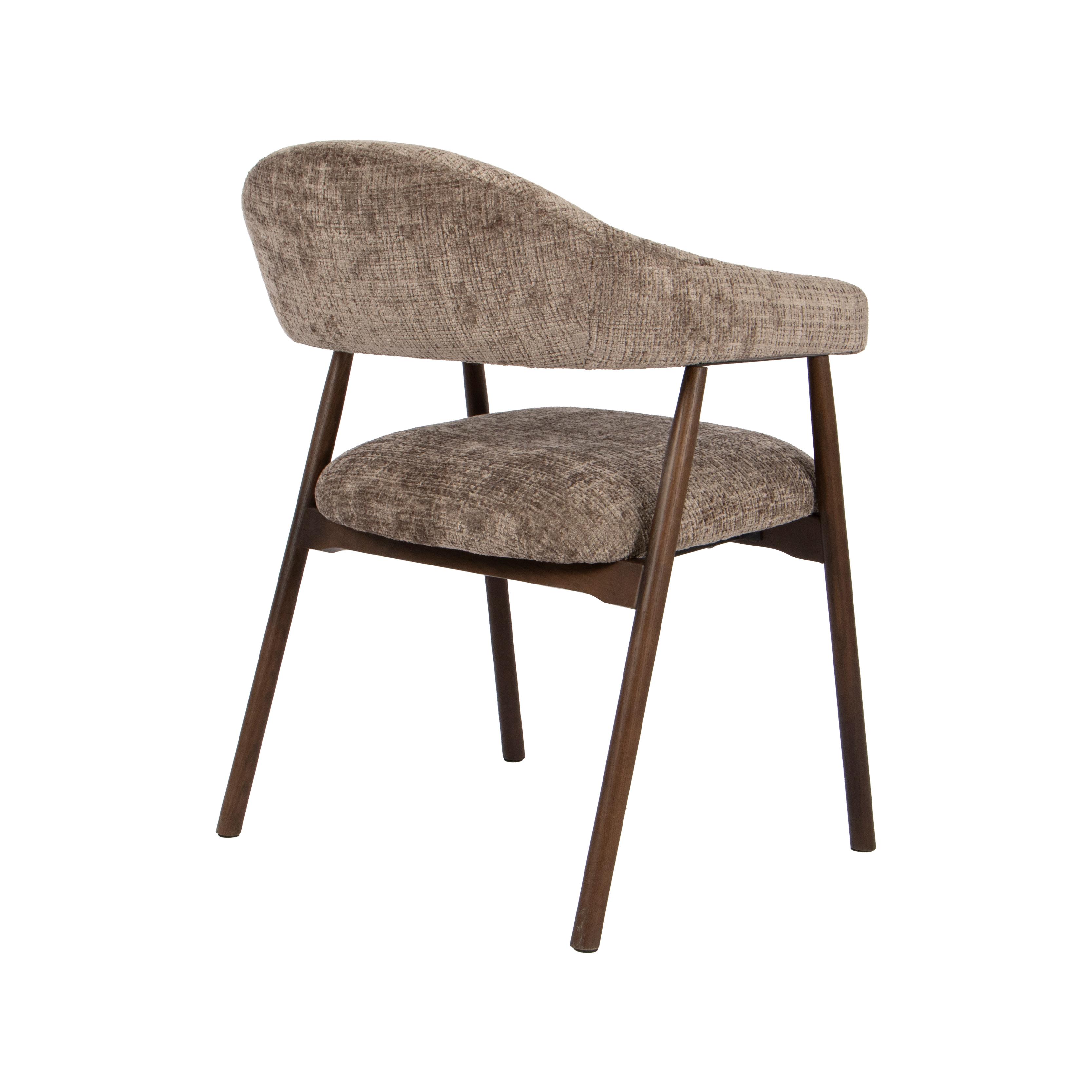  Eetkamerstoel Maren - Taupe - Cremona - Walnoot Hout afbeelding 4