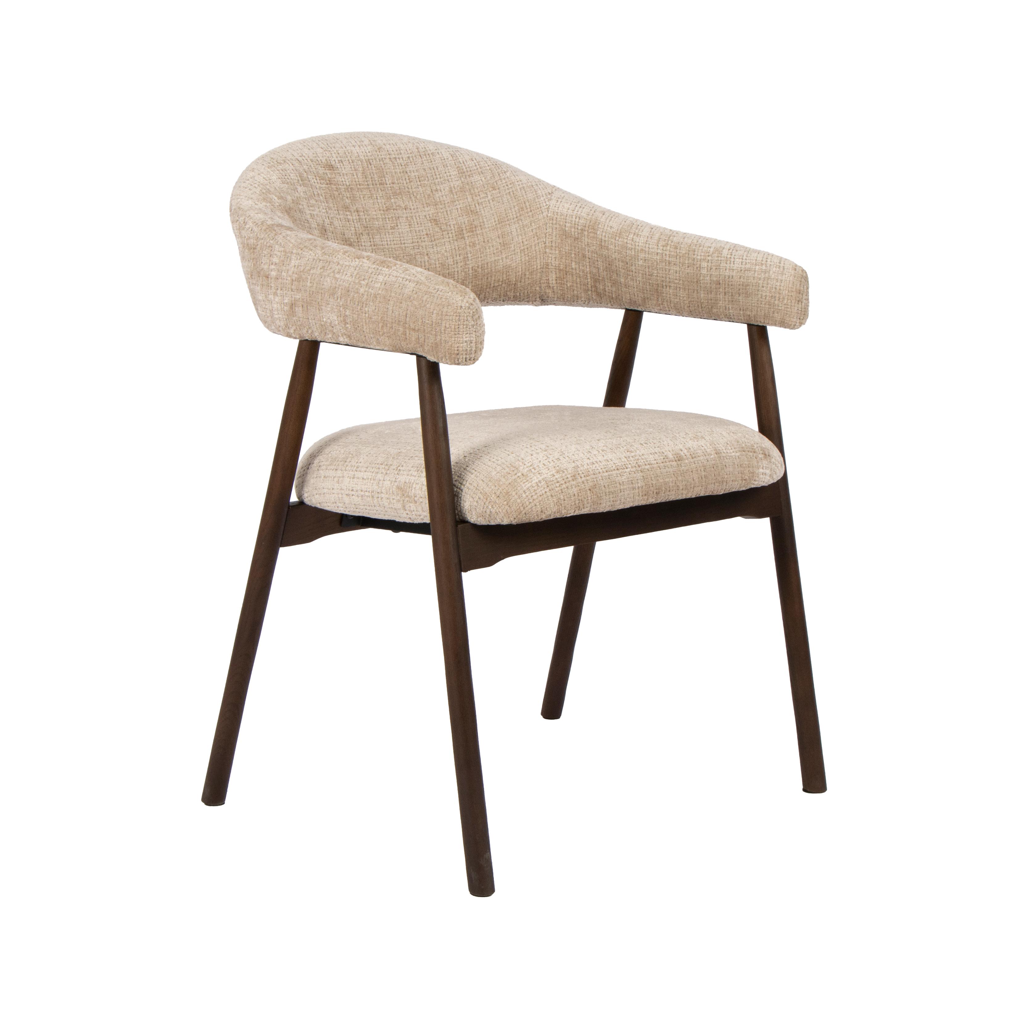  Eetkamerstoel Maren - Beige - Cremona - Walnoot Hout afbeelding 1
