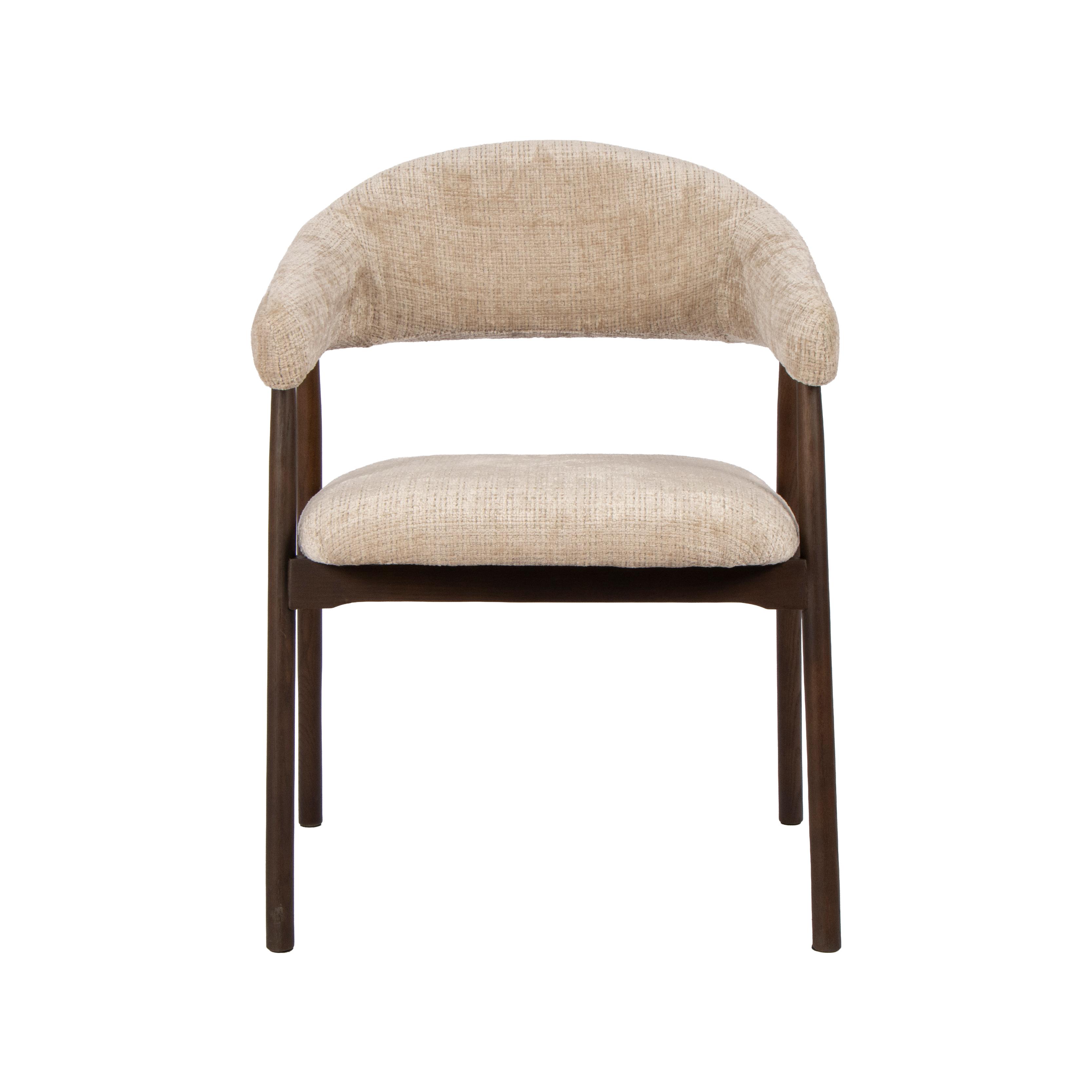  Eetkamerstoel Maren - Beige - Cremona - Walnoot Hout afbeelding 2