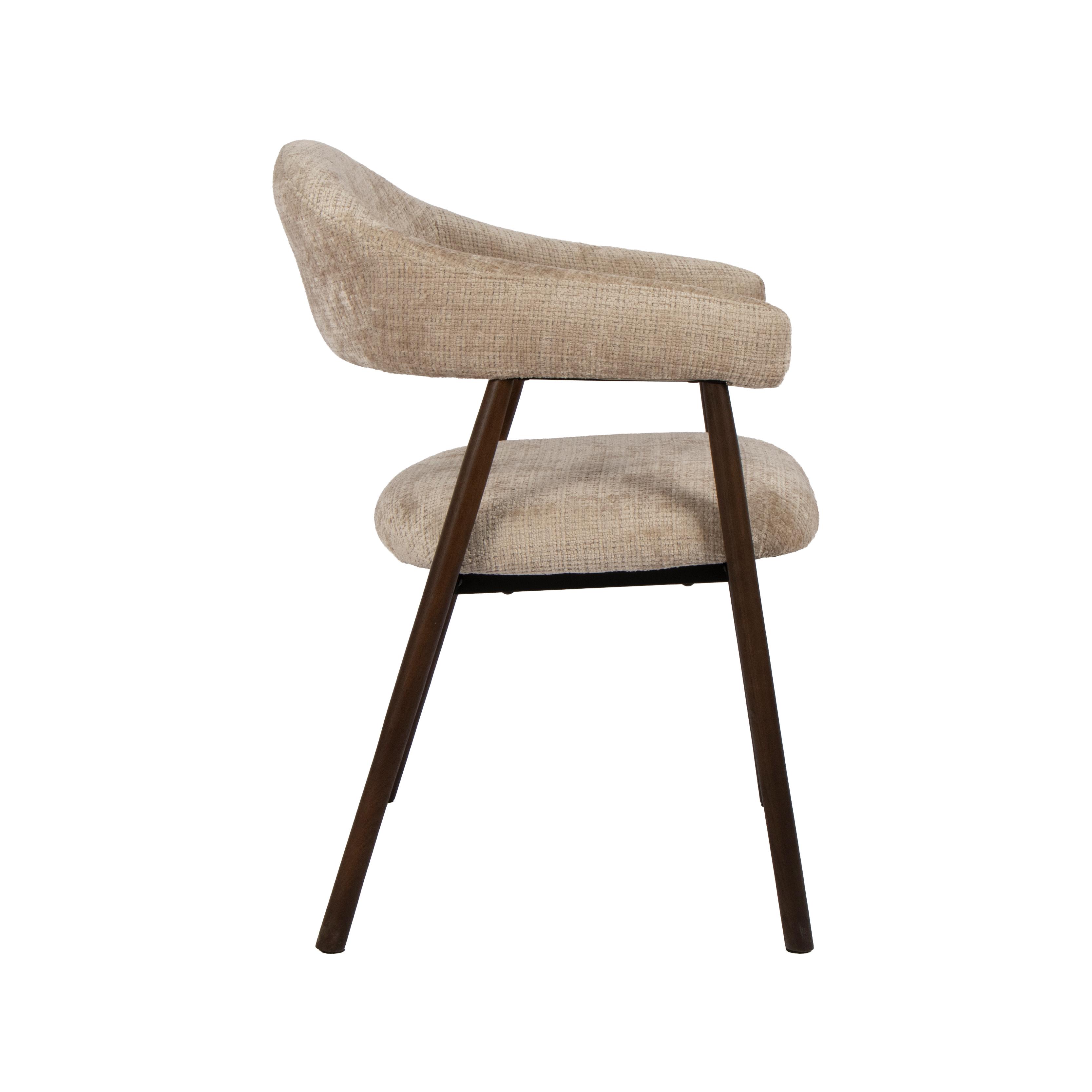  Eetkamerstoel Maren - Beige - Cremona - Walnoot Hout afbeelding 3