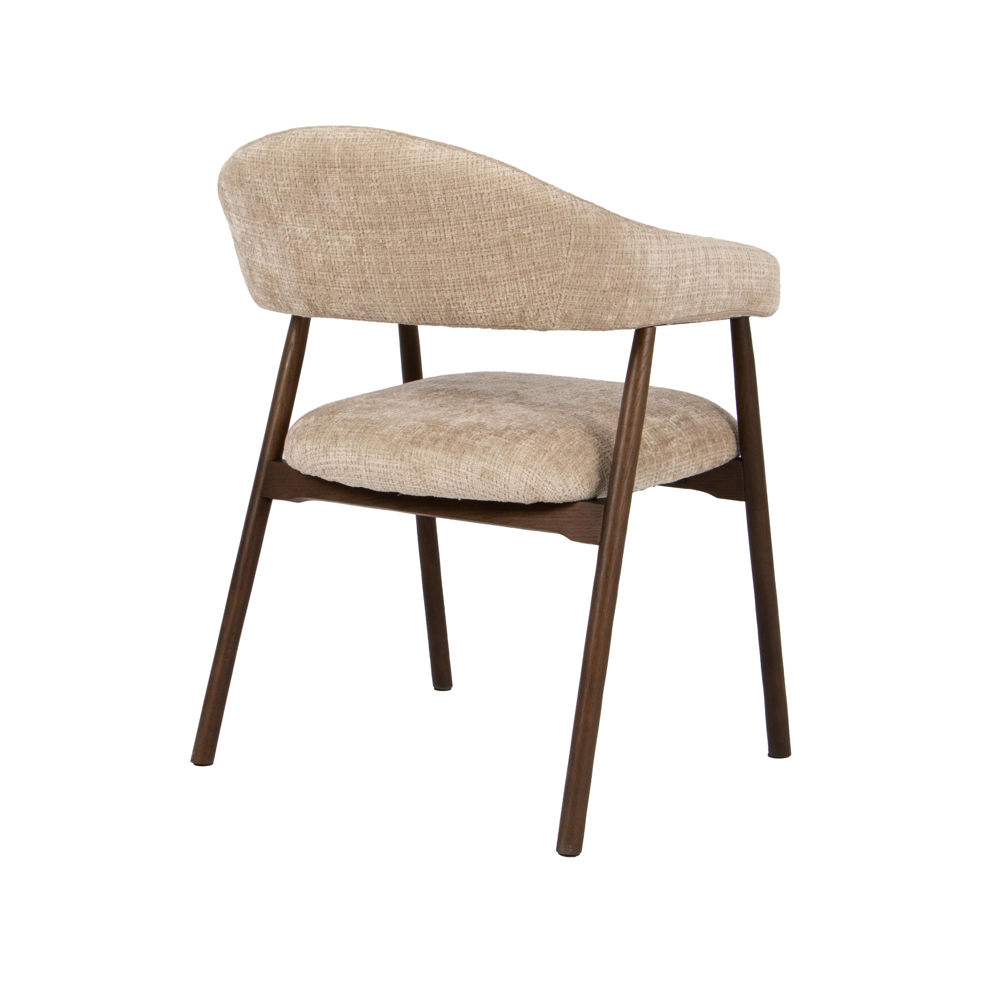  Eetkamerstoel Maren - Beige - Cremona - Walnoot Hout afbeelding 4