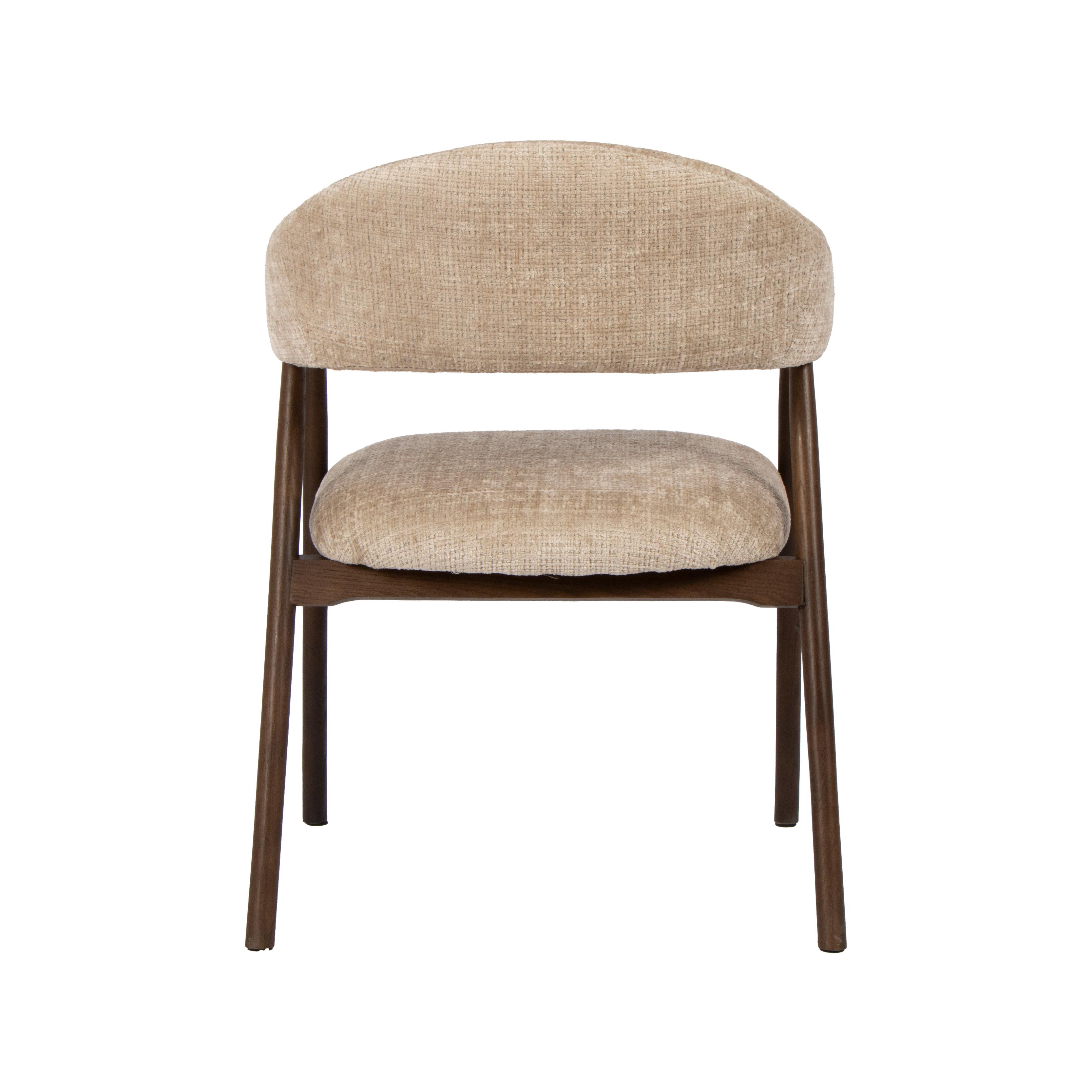  Eetkamerstoel Maren - Beige - Cremona - Walnoot Hout afbeelding 5