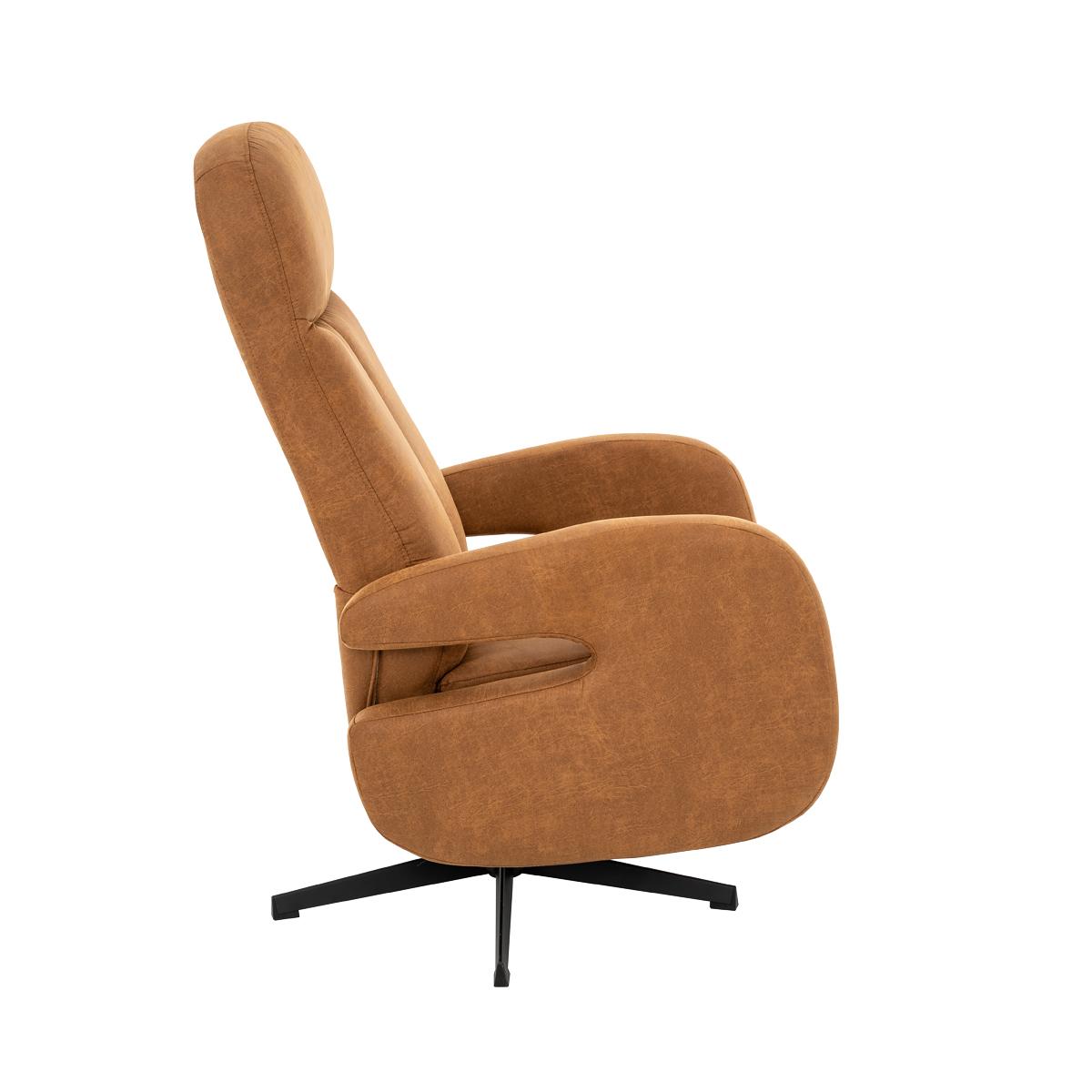  Fauteuil Esbjerg - Cognac - Micro Suede - Manueel Verstelbaar afbeelding 3