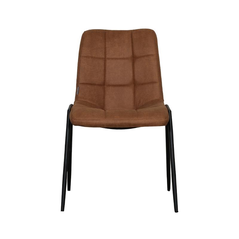  Eetkamerstoel Noor - Cognac - Micro Suede - Zwart Metalen Frame afbeelding 1