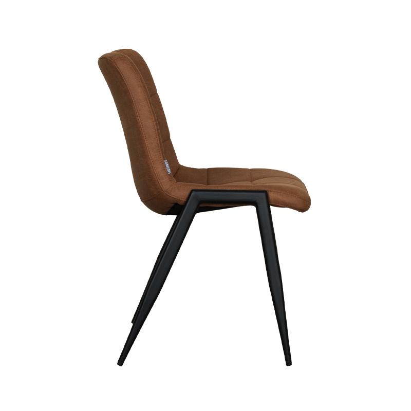  Eetkamerstoel Noor - Cognac - Micro Suede - Zwart Metalen Frame afbeelding 2