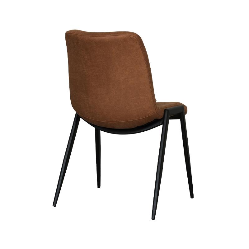  Eetkamerstoel Noor - Cognac - Micro Suede - Zwart Metalen Frame afbeelding 3