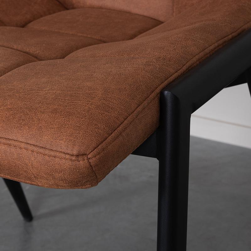  Eetkamerstoel Noor - Cognac - Micro Suede - Zwart Metalen Frame afbeelding 5