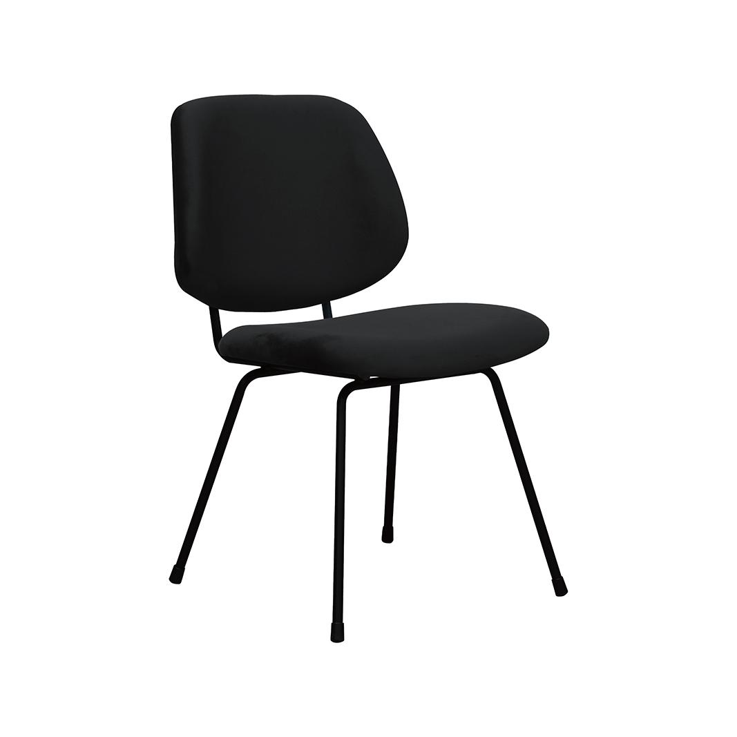  Eetkamerstoel Bello - Zwart - Fluweel - Zwart Metalen Frame afbeelding 1