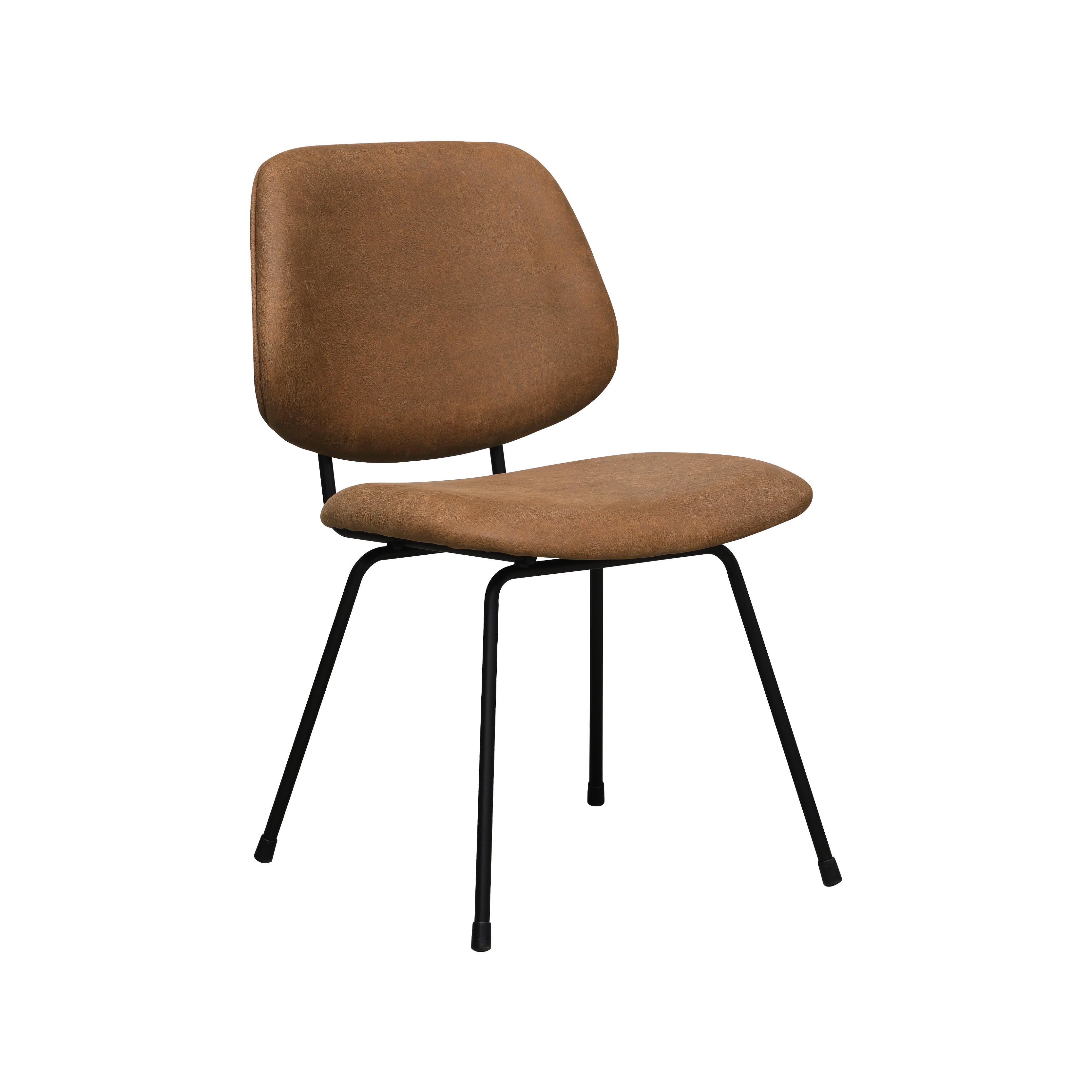  Eetkamerstoel Bello - Cognac - Micro Suede - Zwart Metalen Frame afbeelding 2