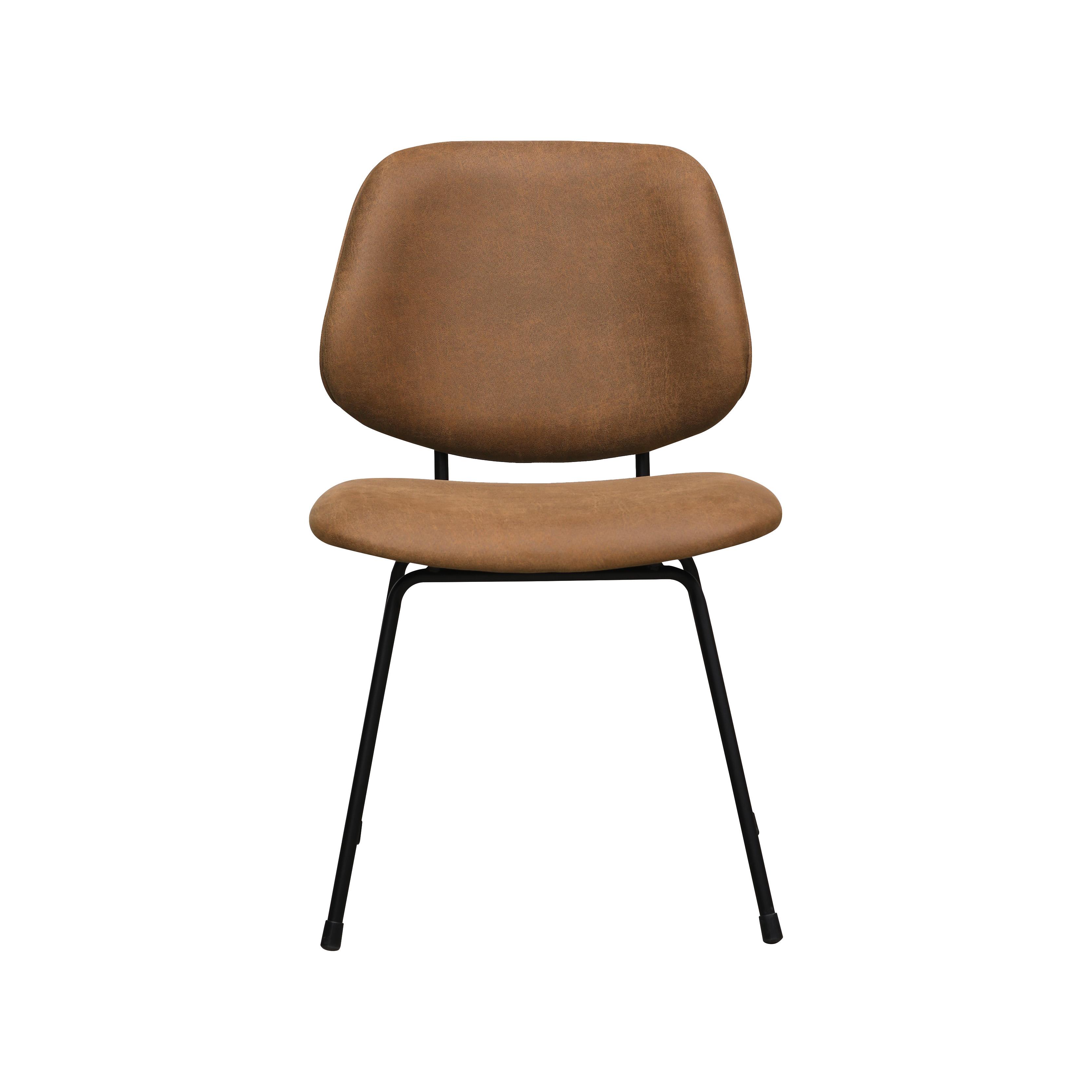  Eetkamerstoel Bello - Cognac - Micro Suede - Zwart Metalen Frame afbeelding 3