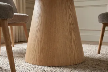 ronde tafel eiken met travertin keramiek tafelblad 120 cm