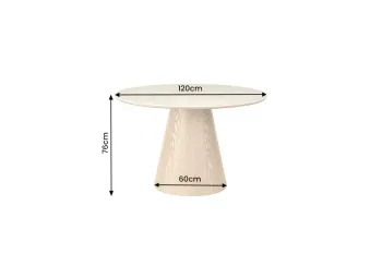 ronde tafel eiken met travertin keramiek tafelblad 120 cm
