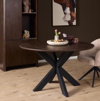 Ronde mango tafel donkerbruin 130 cm