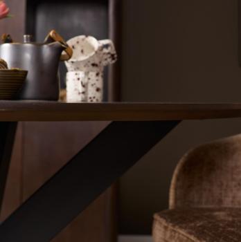 Ronde mango tafel donkerbruin 130 cm