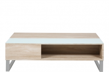 Moderne multifunctionele lift-up salontafel met laden en schuifdeuren, flexibele ruimte, geschikt voor een groot aantal woonstijlen, salontafel voor de woonkamer (wit originele houtkleur