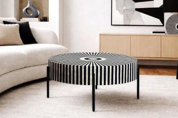 ronde salontafel black & white 64 cm