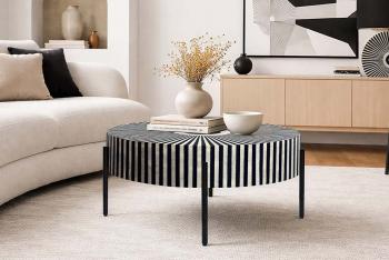 ronde salontafel black & white 64 cm