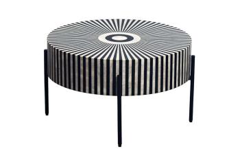 ronde salontafel black & white 64 cm