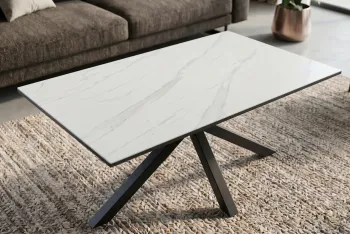 Salontafel keramiek wit marmer look 100 cm