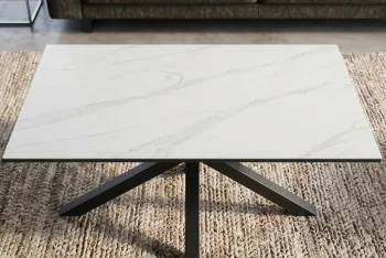 Salontafel keramiek wit marmer look 100 cm