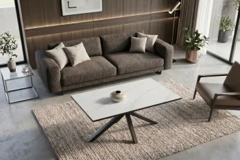 Salontafel keramiek wit marmer look 100 cm
