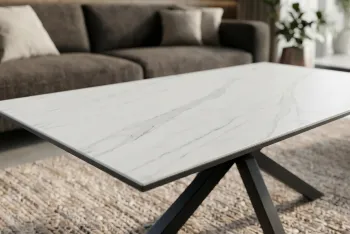 Salontafel keramiek wit marmer look 100 cm