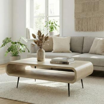 Salontafel mangohout wit 90 cm