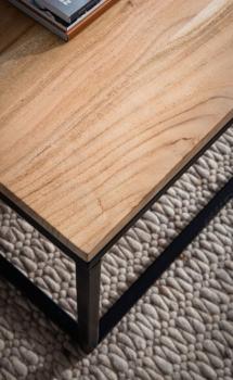 Salontafel acaciahout zwart metaal 120 cm
