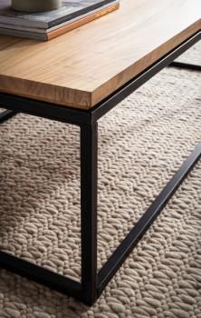 Salontafel acaciahout zwart metaal 120 cm