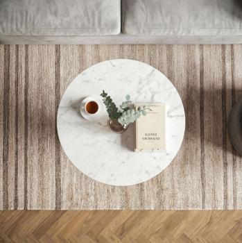 salontafel wit marmer goud cilinder onderstel 60 cm