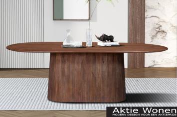 Ovale eettafel lichtbruin 230 cm