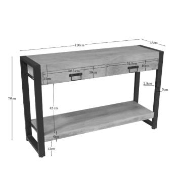 sidetable mangohout met laden 120 cm