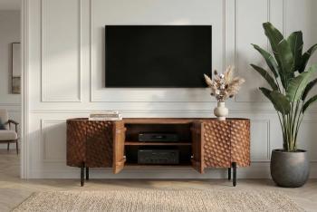 TV meubel bruin mangohout 3D honingraat 160 cm