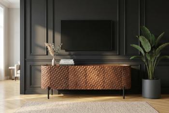 TV meubel bruin mangohout 3D honingraat 160 cm