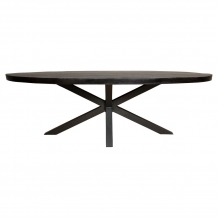 Ovale eettafel zwart mango 300 cm