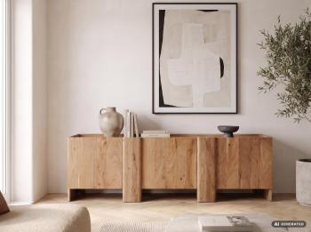 TV meubel massief acaciahout 3 deuren 165 cm