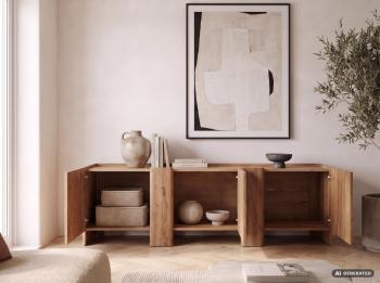 TV meubel massief acaciahout 3 deuren 165 cm