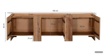 TV meubel massief acaciahout 3 deuren 165 cm