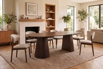 Uitschuifbare ronde tafel donkerbruin eiken kleur 120-200 cm