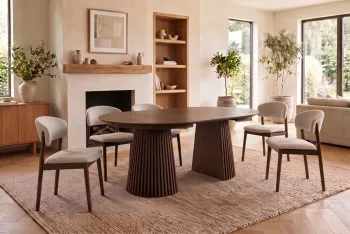 Uitschuifbare ronde tafel donkerbruin eiken kleur 120-200 cm