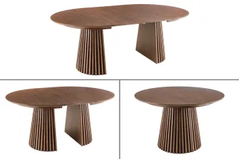 Uitschuifbare ronde tafel donkerbruin eiken kleur 120-200 cm